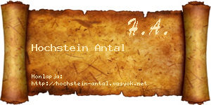 Hochstein Antal névjegykártya